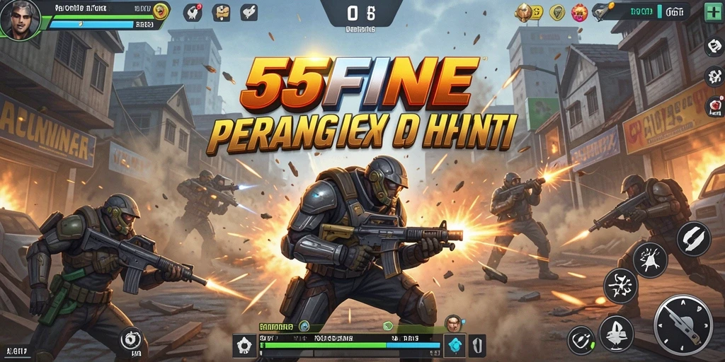 Tangkapan layar dari gameplay 55FIVE yang menampilkan pertempuran seru.