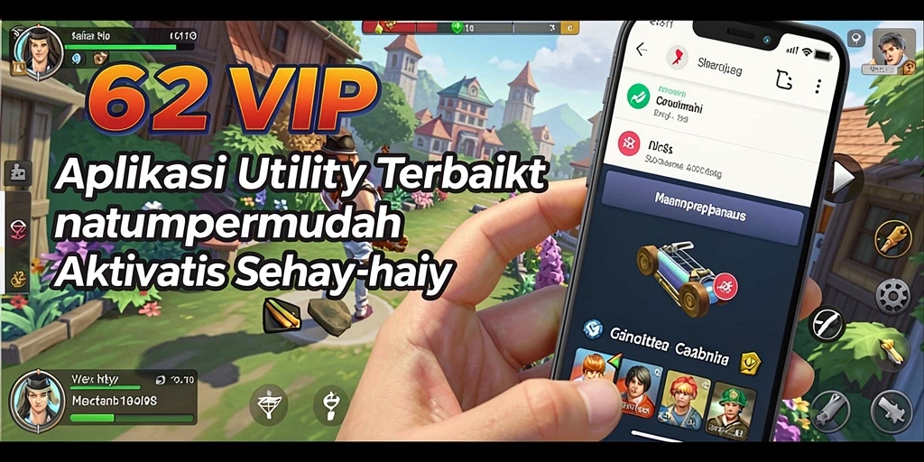Tampilan antarmuka utama aplikasi 62VIP yang menarik.