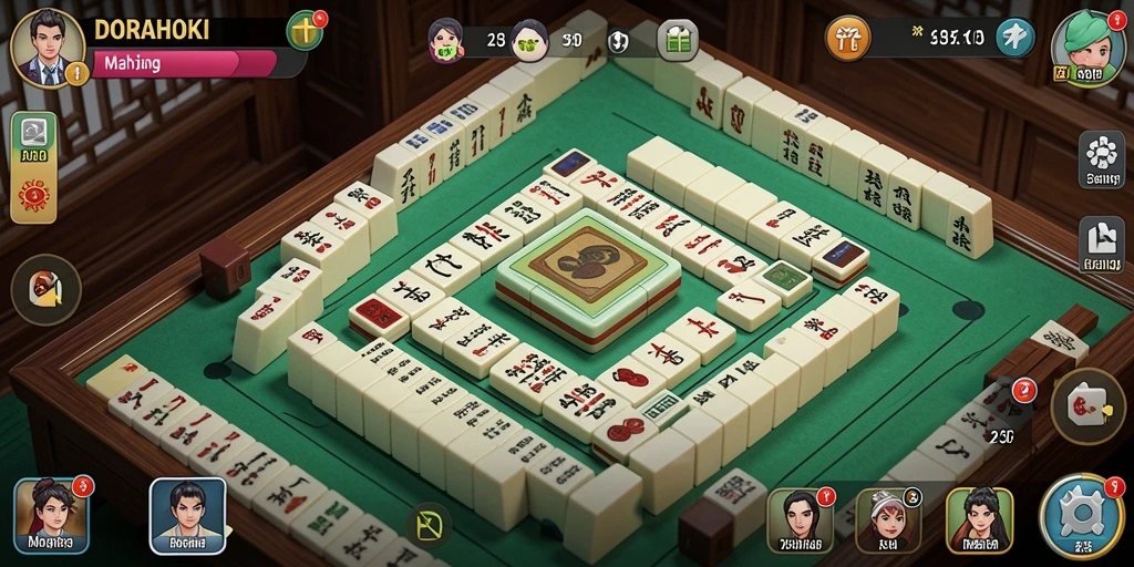 Screenshot DORAHOKI menampilkan gameplay Mahjong yang seru dan mengasyikkan.