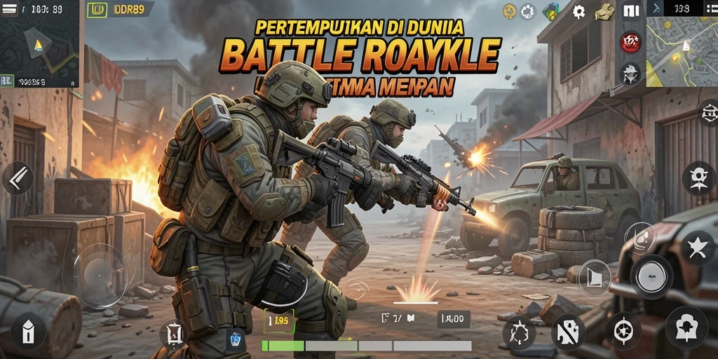 Screenshot gameplay IDR89 menampilkan aksi seru dalam pertarungan Battle Royale.