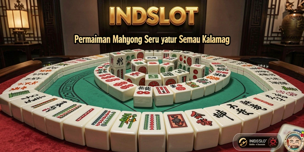 Tampilan gameplay <strong>INDSLOT</strong> dengan elemen Mahjong menarik dan penuh warna.