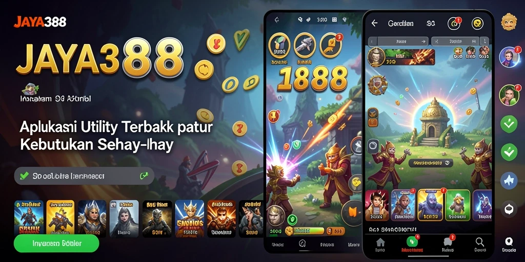 Screenshot utama JAYA388 menampilkan berbagai fitur aplikasi Utility.