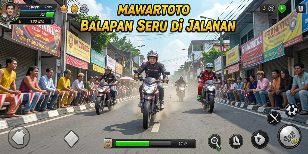 Tampilan gameplay menarik dari balapan yang mendebarkan.