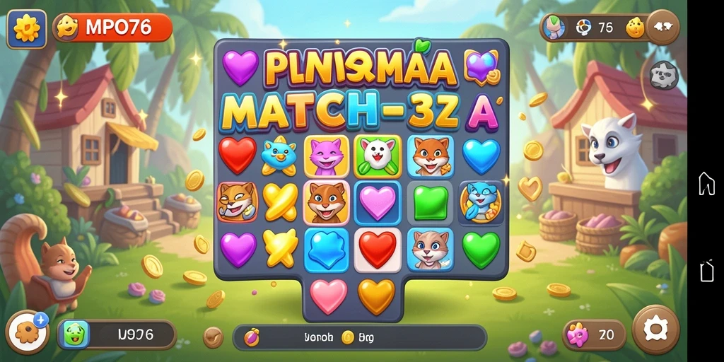 Tampilan gameplay MPO76 yang menantang dan penuh warna.