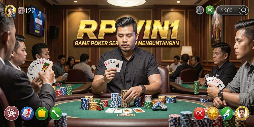 Tampilan gameplay poker RPWIN1 yang memukau dan interaktif.