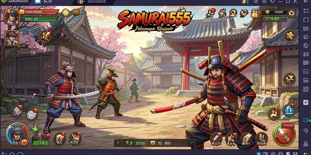 Screenshot menunjukkan aksi seru dalam gameplay Idle SAMURAI555.