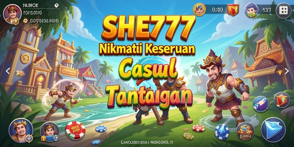 Tangkapan layar gameplay SHE777 menunjukkan keseruan permainan Casual yang penuh warna.