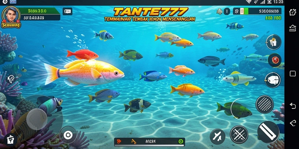 Screenshot gameplay TANTE777 menampilkan aksi menembak ikan yang seru.
