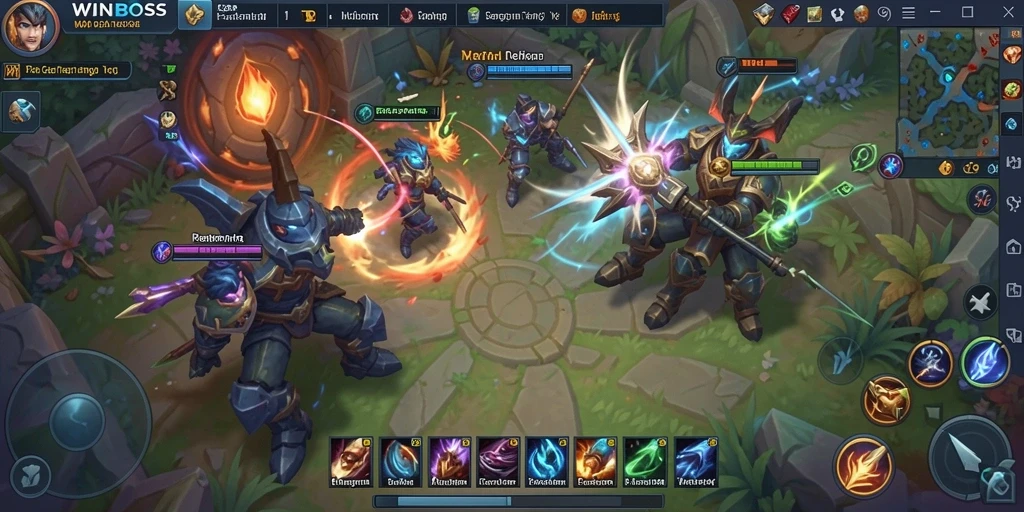 Screenshot gameplay <strong>WINBOSS</strong> yang menampilkan aksi seru di arena pertempuran.