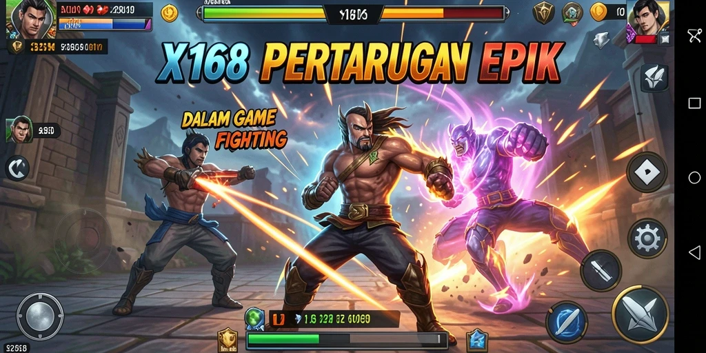 Screenshot gameplay X168 menampilkan pertarungan yang mendebarkan.
