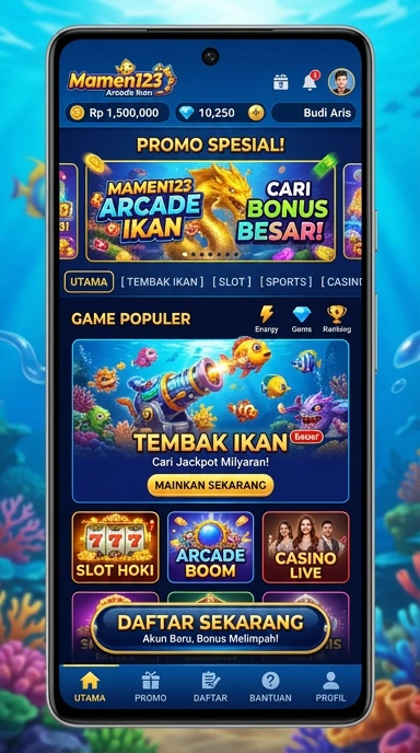 Pengguna mengeksplor variasi aplikasi yang ditawarkan di mamen123.